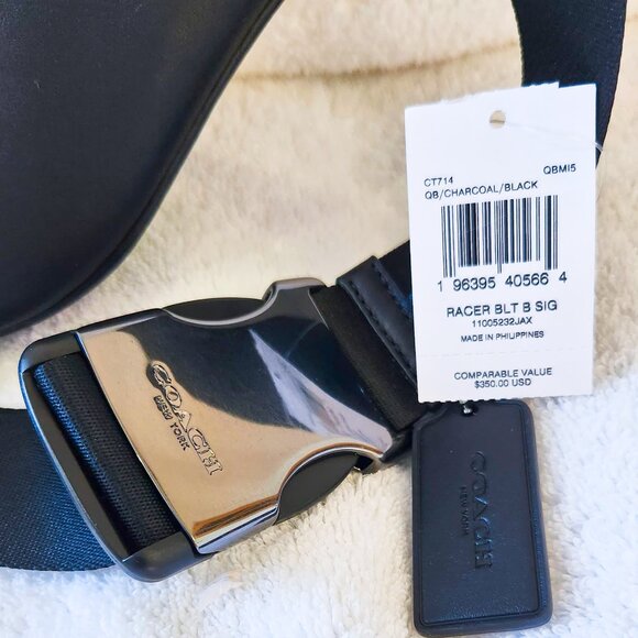 NWT COACH CT714 Racer Small Belt Bag In Signature Canvas Black Currant - Picture 5 of 5